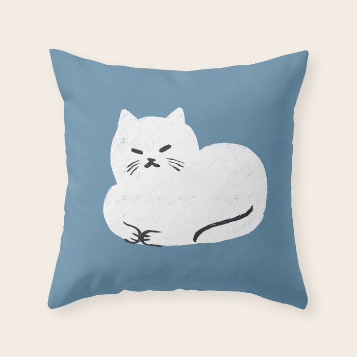 Comfy Cat WarmBlue Throw Pillow Gallery Image 6