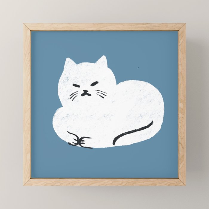 Comfy Cat WarmBlue Mini Art Print Gallery Image 1