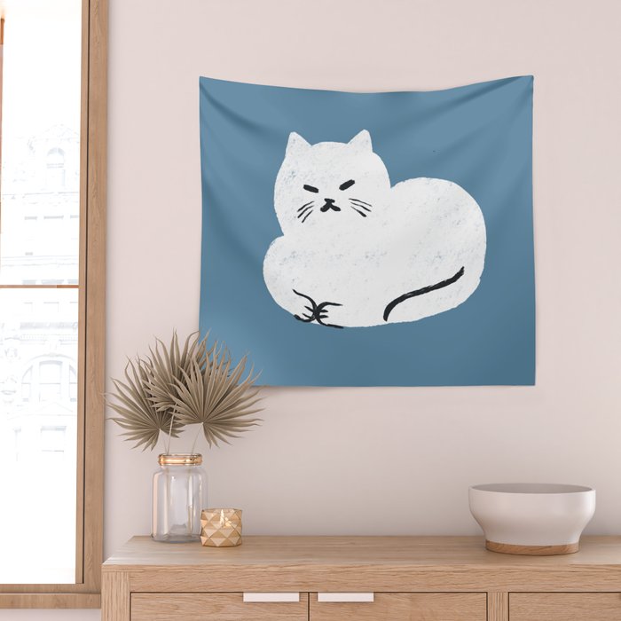 Comfy Cat WarmBlue Wall Tapestry Gallery Image 2