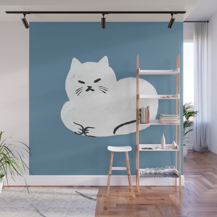 Comfy Cat WarmBlue Wall Mural Gallery Image 1
