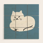 Comfy Cat WarmBlue Wood Wall Art Gallery Image 1
