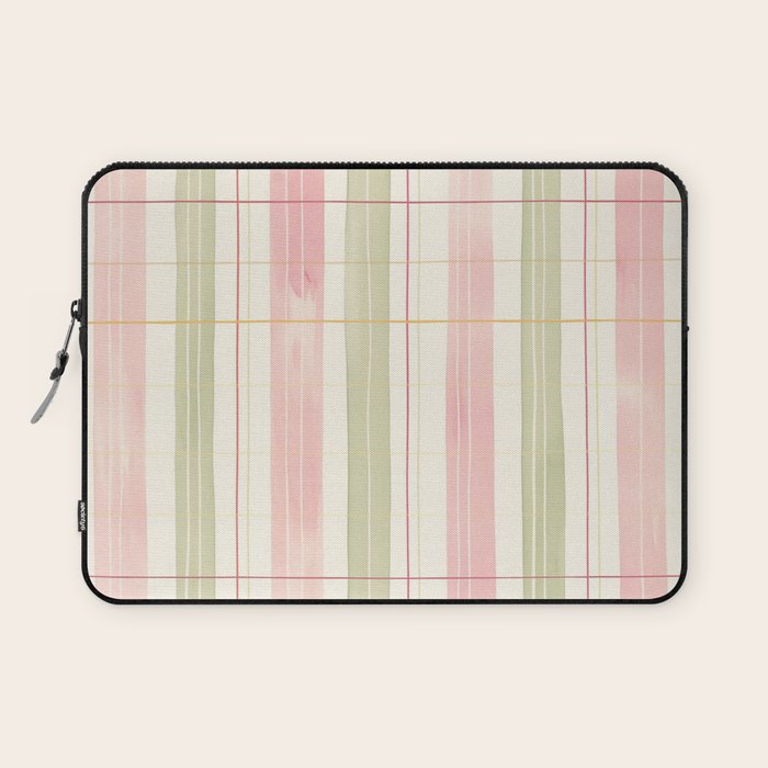Cozy Gingham Plaid in Soft Pink and Sage Warm Heirloom Laptop Sleeve Gallery Image 1