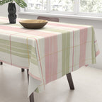 Cozy Gingham Plaid in Soft Pink and Sage Warm Heirloom Tablecloth Gallery Image 3