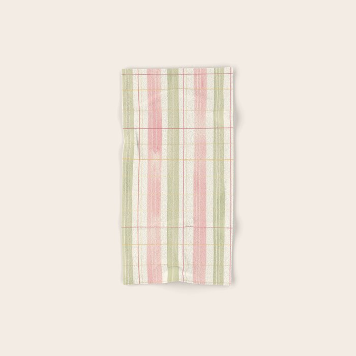 Cozy Gingham Plaid in Soft Pink and Sage Warm Heirloom Bath Towel Gallery Image 1