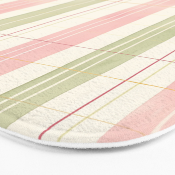 Cozy Gingham Plaid in Soft Pink and Sage Warm Heirloom Bath Mat Gallery Image 3