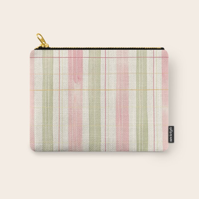 Cozy Gingham Plaid in Soft Pink and Sage Warm Heirloom Carry All Pouch Gallery Image 1