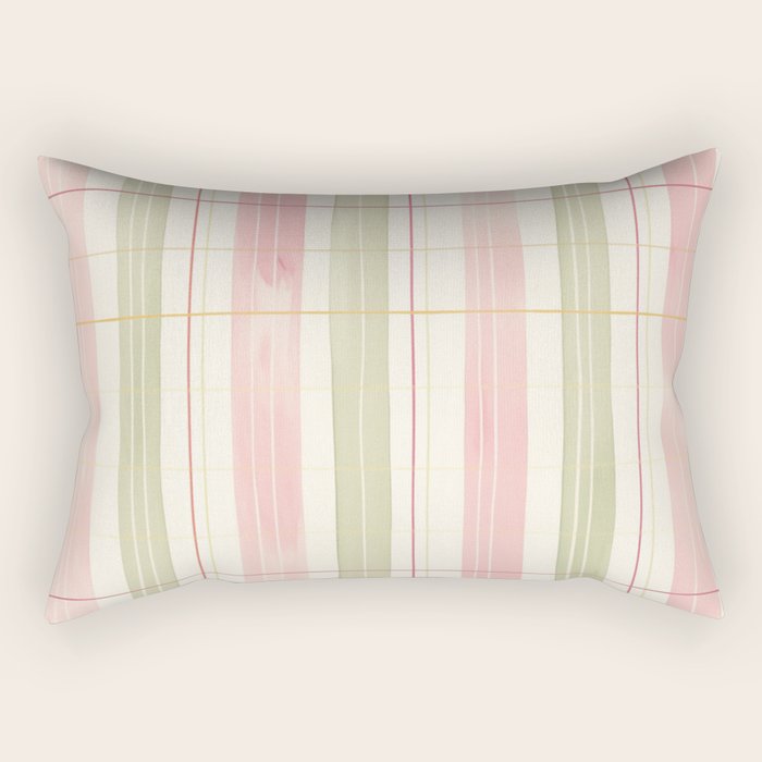 Cozy Gingham Plaid in Soft Pink and Sage Warm Heirloom Rectangular Pillow Gallery Image 1