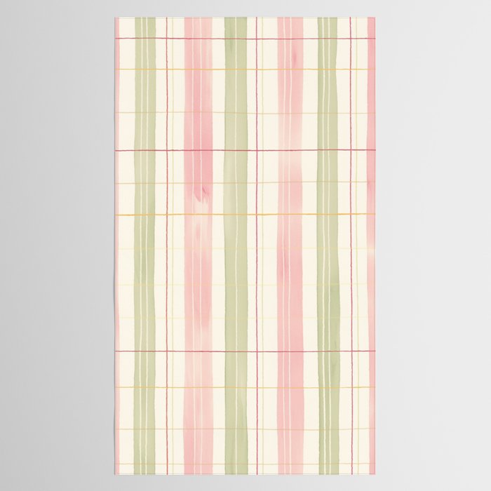 Cozy Gingham Plaid in Soft Pink and Sage Warm Heirloom Tablecloth Gallery Image 2