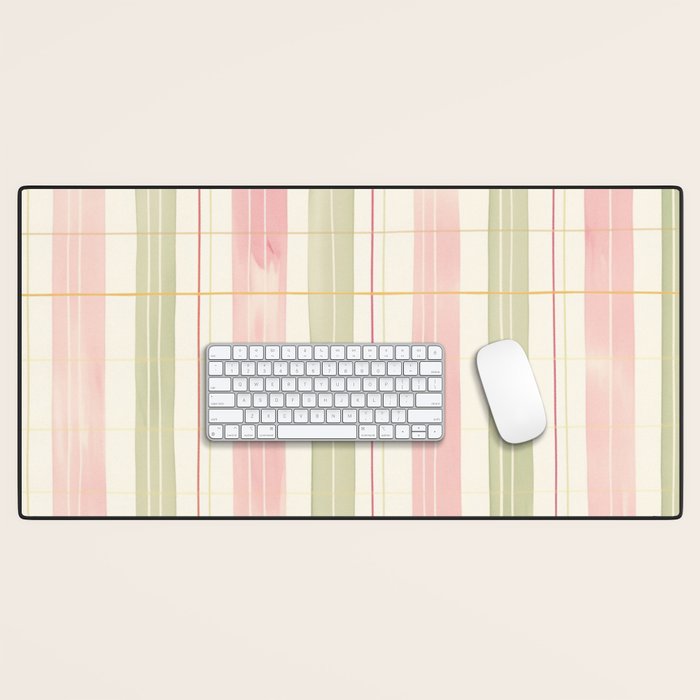 Cozy Gingham Plaid in Soft Pink and Sage Warm Heirloom Desk Mat Gallery Image 1