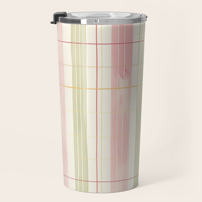 Cozy Gingham Plaid in Soft Pink and Sage Warm Heirloom Travel Mug Gallery Image 3