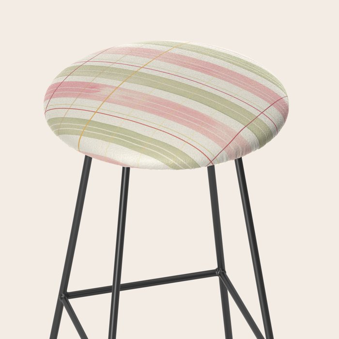Cozy Gingham Plaid in Soft Pink and Sage Warm Heirloom Stool Gallery Image 2