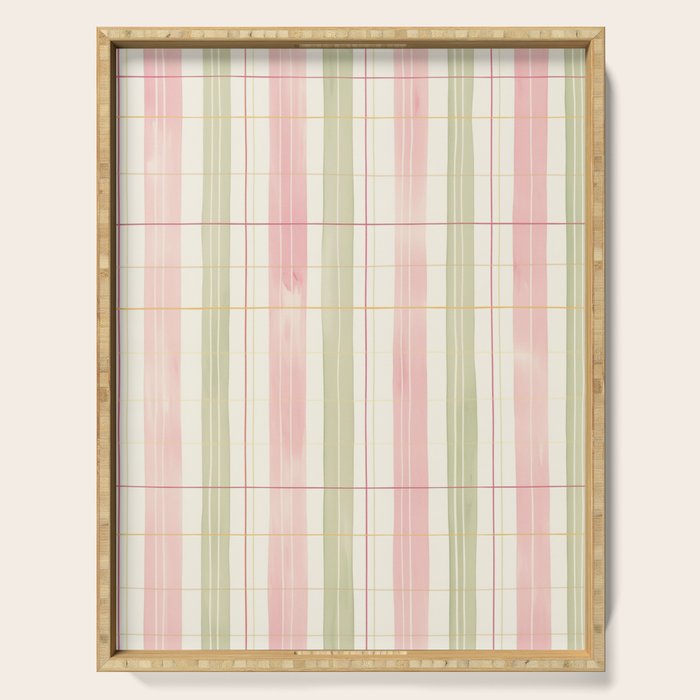 Cozy Gingham Plaid in Soft Pink and Sage Warm Heirloom Serving Tray Gallery Image 1