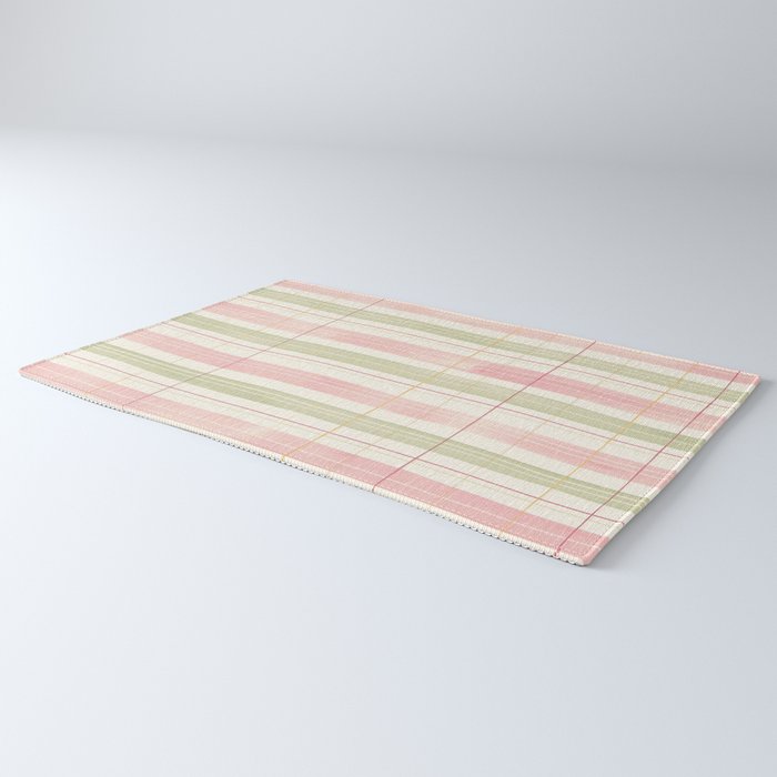 Cozy Gingham Plaid in Soft Pink and Sage Warm Heirloom Rug Gallery Image 3