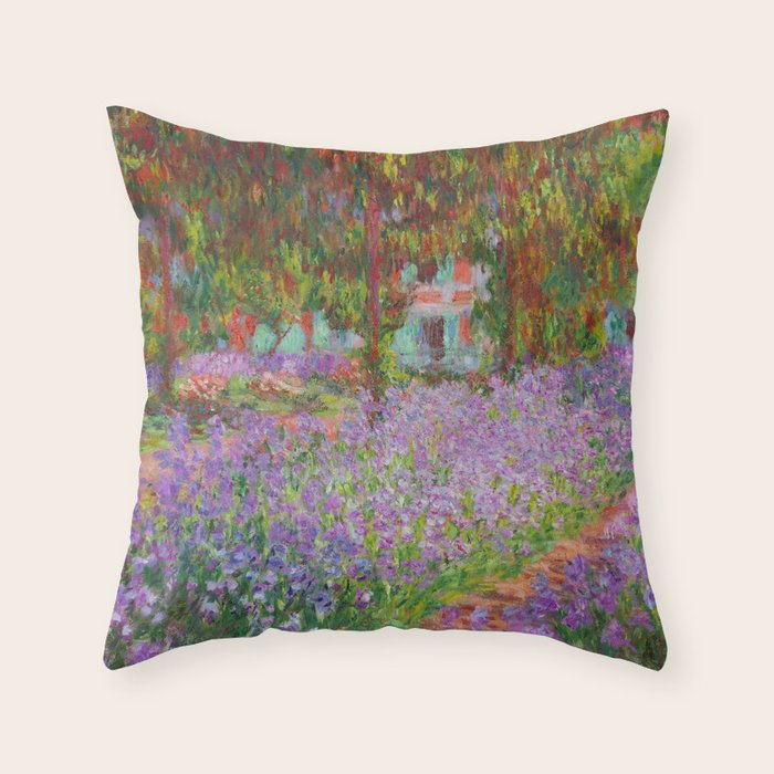 Claude Monet "The Artist's Garden at Giverny" Throw Pillow Gallery Image 6