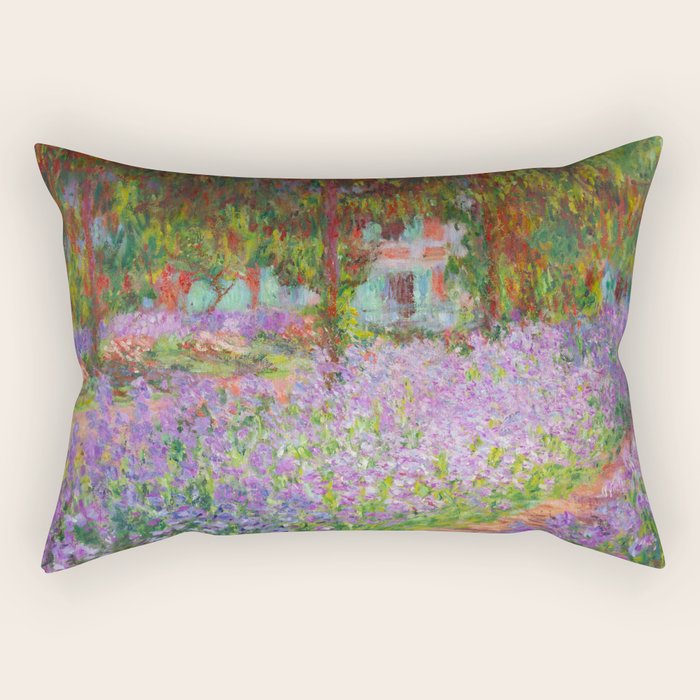Claude Monet "The Artist's Garden at Giverny" Rectangular Pillow Gallery Image 1