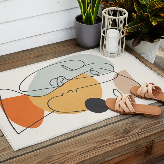 Abstract Faces 30 Outdoor Rug Gallery Image 2