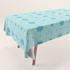 Christmas snowflake vector with simple modern blue stitches on light blue pattern Tablecloth Gallery Image 1