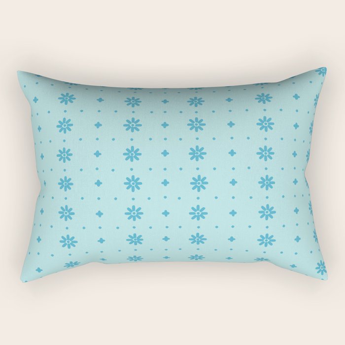 Christmas snowflake vector with simple modern blue stitches on light blue pattern Rectangular Pillow Gallery Image 2