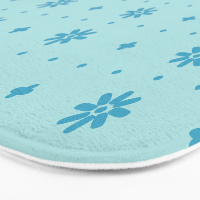 Christmas snowflake vector with simple modern blue stitches on light blue pattern Bath Mat Gallery Image 3