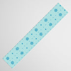 Christmas snowflake vector with simple modern blue stitches on light blue pattern Table Runner Gallery Image 3