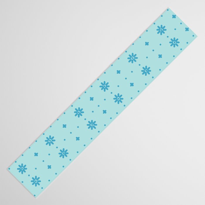 Christmas snowflake vector with simple modern blue stitches on light blue pattern Table Runner Gallery Image 3