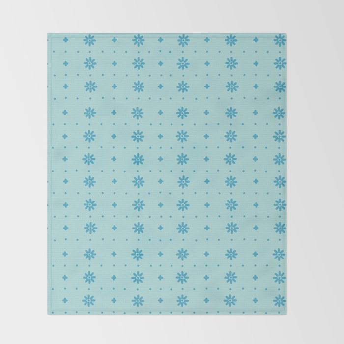 Christmas snowflake vector with simple modern blue stitches on light blue pattern Throw Blanket Gallery Image 2