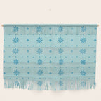Christmas snowflake vector with simple modern blue stitches on light blue pattern Wall Hanging Gallery Image 1