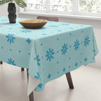 Christmas snowflake vector with simple modern blue stitches on light blue pattern Tablecloth Gallery Image 3