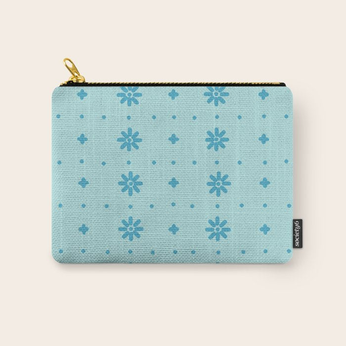Christmas snowflake vector with simple modern blue stitches on light blue pattern Carry All Pouch Gallery Image 1