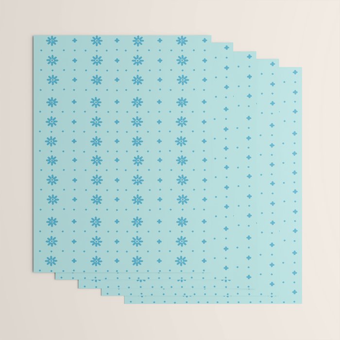 Christmas snowflake vector with simple modern blue stitches on light blue pattern Wrapping Paper Gallery Image 3