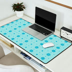 Christmas snowflake vector with simple modern blue stitches on light blue pattern Desk Mat Gallery Image 2