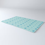 Christmas snowflake vector with simple modern blue stitches on light blue pattern Rug Gallery Image 3