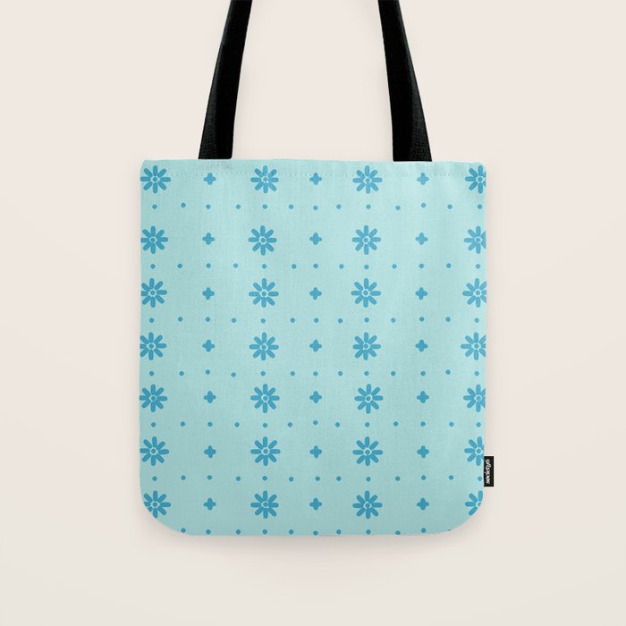 Christmas snowflake vector with simple modern blue stitches on light blue pattern Tote Bag Gallery Image 1