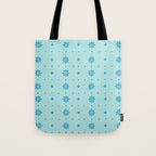 Christmas snowflake vector with simple modern blue stitches on light blue pattern Tote Bag Gallery Image 1