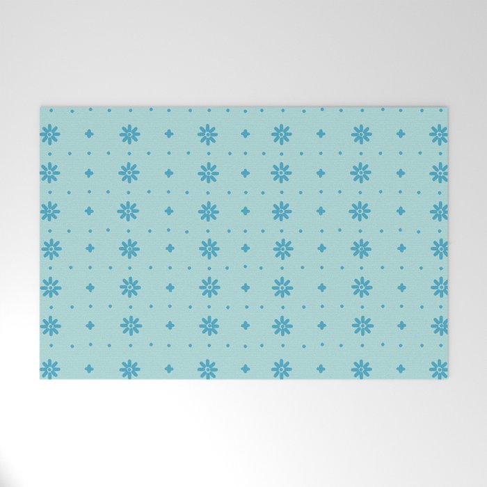 Christmas snowflake vector with simple modern blue stitches on light blue pattern Welcome Mat Gallery Image 1