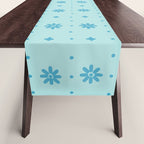 Christmas snowflake vector with simple modern blue stitches on light blue pattern Table Runner Gallery Image 1