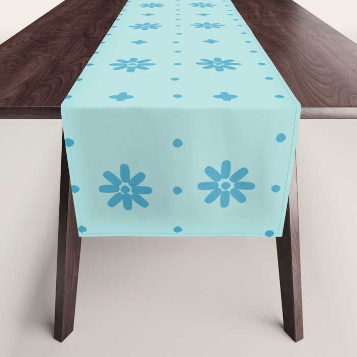 Christmas snowflake vector with simple modern blue stitches on light blue pattern Table Runner Gallery Image 1