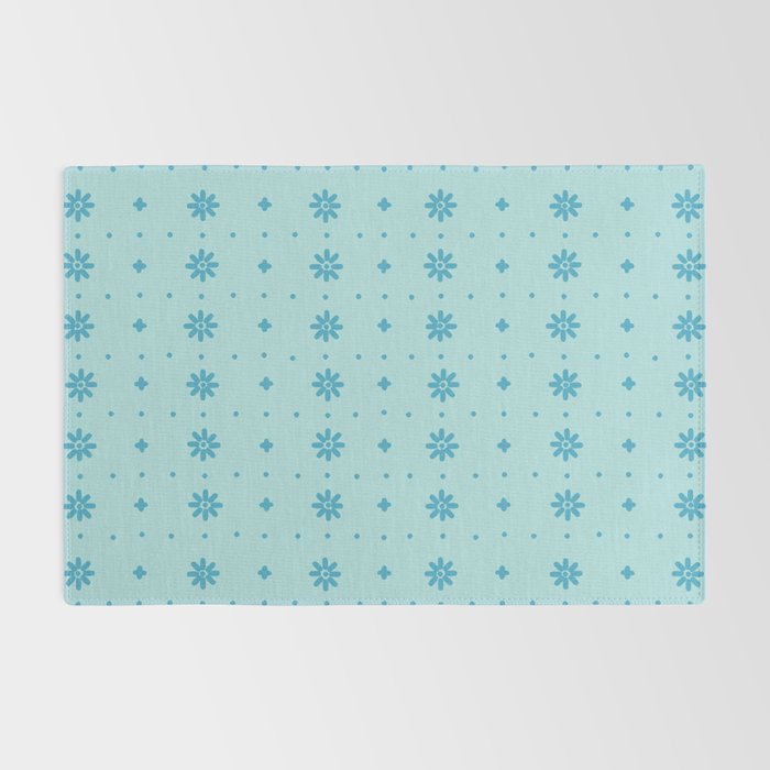 Christmas snowflake vector with simple modern blue stitches on light blue pattern Rug Gallery Image 2