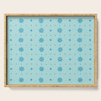 Christmas snowflake vector with simple modern blue stitches on light blue pattern Serving Tray Gallery Image 1