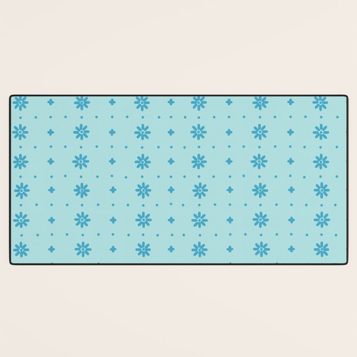Christmas snowflake vector with simple modern blue stitches on light blue pattern Desk Mat Gallery Image 3