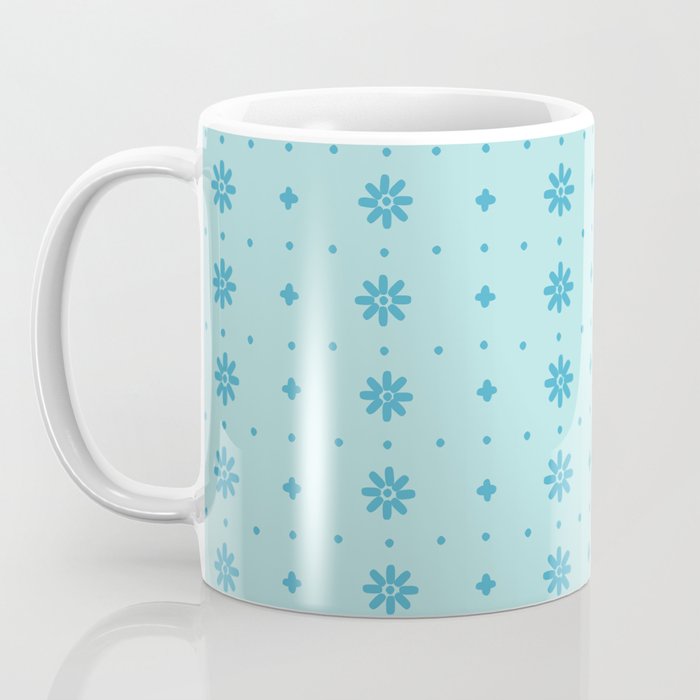 Christmas snowflake vector with simple modern blue stitches on light blue pattern Coffee Mug Gallery Image 3