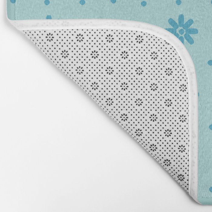 Christmas snowflake vector with simple modern blue stitches on light blue pattern Bath Mat Gallery Image 2