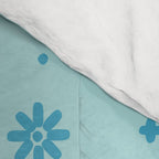 Christmas snowflake vector with simple modern blue stitches on light blue pattern Comforter Gallery Image 4