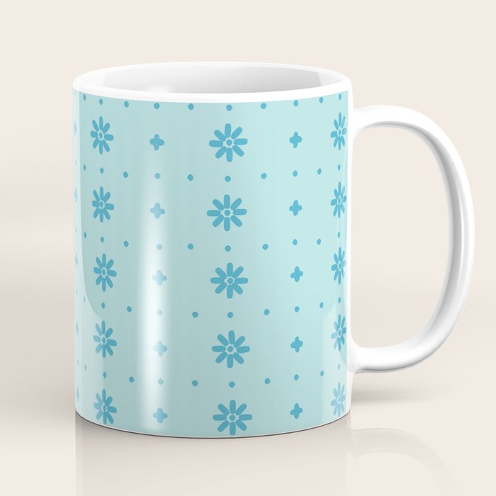 Christmas snowflake vector with simple modern blue stitches on light blue pattern Coffee Mug Gallery Image 1