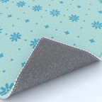 Christmas snowflake vector with simple modern blue stitches on light blue pattern Rug Gallery Image 4