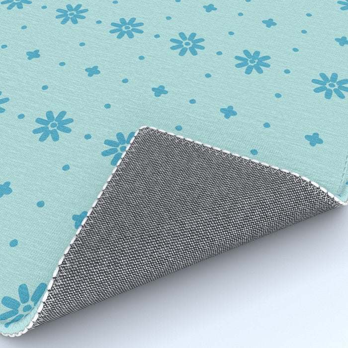 Christmas snowflake vector with simple modern blue stitches on light blue pattern Rug Gallery Image 4