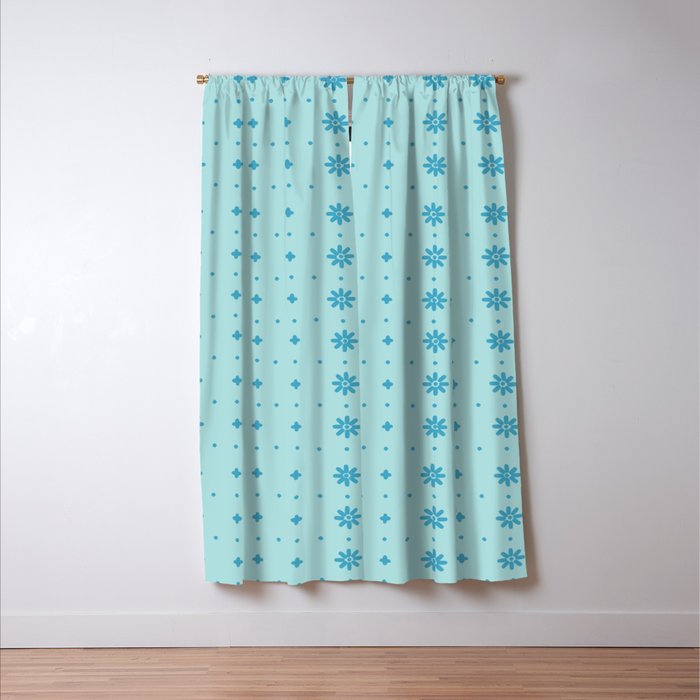 Christmas snowflake vector with simple modern blue stitches on light blue pattern Window Curtain Gallery Image 3