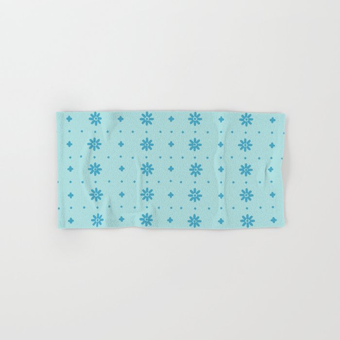 Christmas snowflake vector with simple modern blue stitches on light blue pattern Bath Towel Gallery Image 1