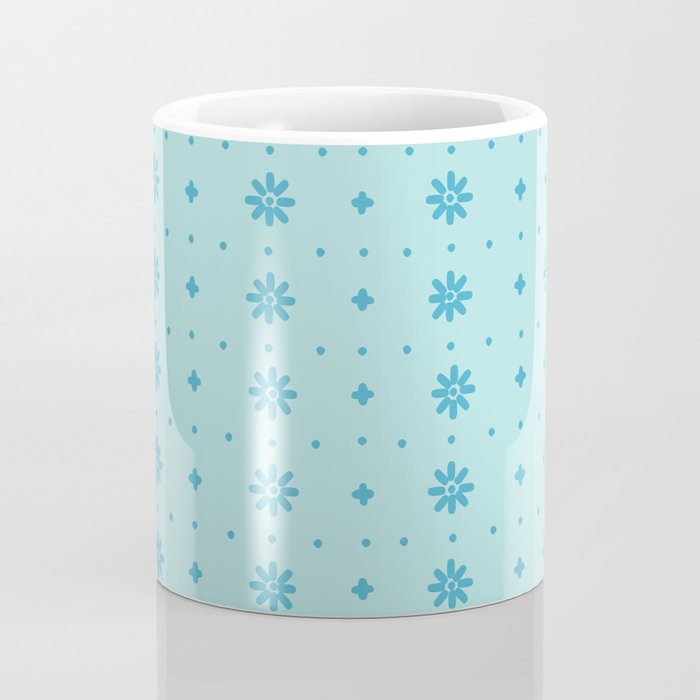 Christmas snowflake vector with simple modern blue stitches on light blue pattern Coffee Mug Gallery Image 4