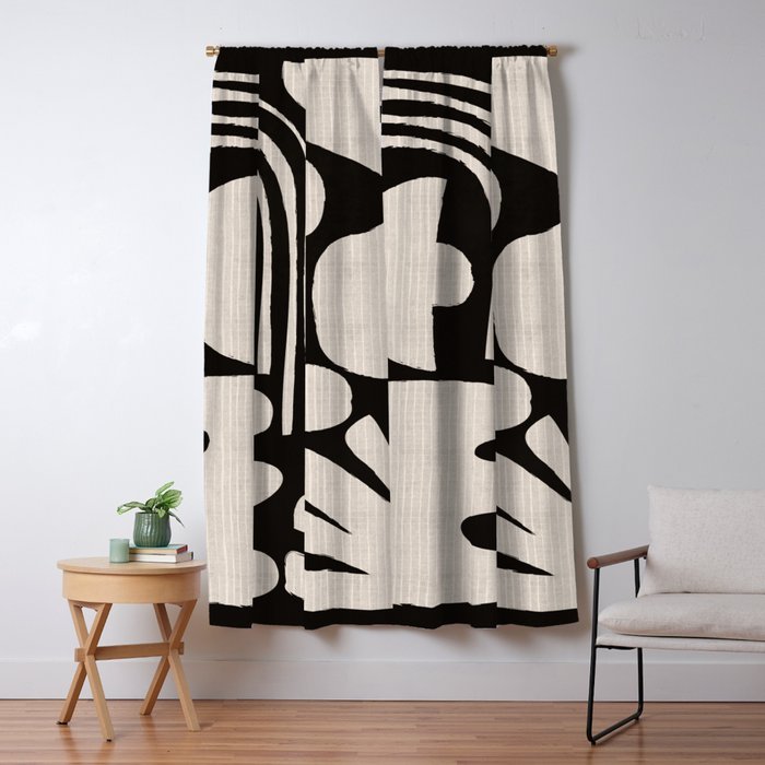 Matisse Inspired Cutouts in Black and White Window Curtain Gallery Image 5